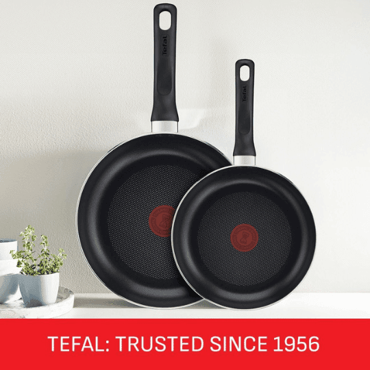 2 Tefal Essential Non-Stick 5-Piece Pan Set, Glass Lids, Black
