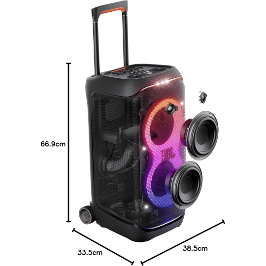 JBL PartyBox Stage 320 - Portable Party Speaker with Telescopic Handle & Wide