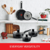 6 Tefal Essential Non-Stick 5-Piece Pan Set, Glass Lids, Black