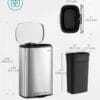 SONGMICS Kitchen Bin 13 Gallon (50 L) Silver
