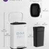 SONGMICS Kitchen Bin 13 Gallon (50 L) White