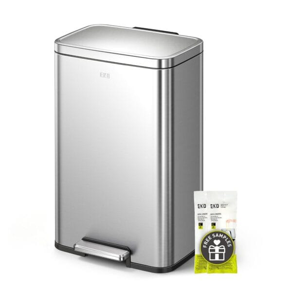 61LTHsucVcL._SL1500_ EKO Madison Brushed Stainless 50 Liter/13.2 Gallon Step Trash Can with Inner Liner