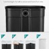 SONGMICS Kitchen Bin 13 Gallon (50 L) White