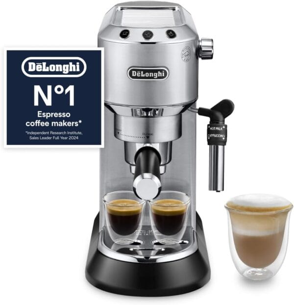 De'Longhi Dedica Style - Manual Espresso Machine Manual Milk Frother Metal [Energy Class B]