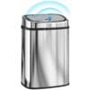 HOMCOM 50L Sensor Bin with Soft-Close Lid Automatic Kitchen Bin Silver Tone Electronic Touchless Motion Sensor