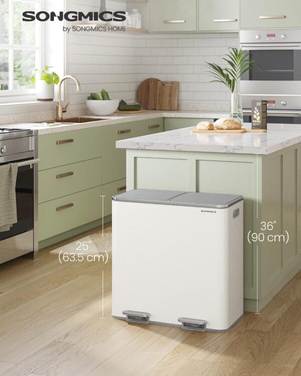71PnV6C1uaL._SL1500_ SONGMICS Dual Rubbish Bin Metal Recycling Bin with 15 Rubbish Bags