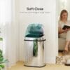 HOMCOM 50L Sensor Bin with Soft-Close Lid Automatic Kitchen Bin Silver Tone Electronic Touchless Motion Sensor