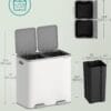 71aKJRCZSIL._SL1500_ SONGMICS Dual Rubbish Bin Metal Recycling Bin with 15 Rubbish Bags