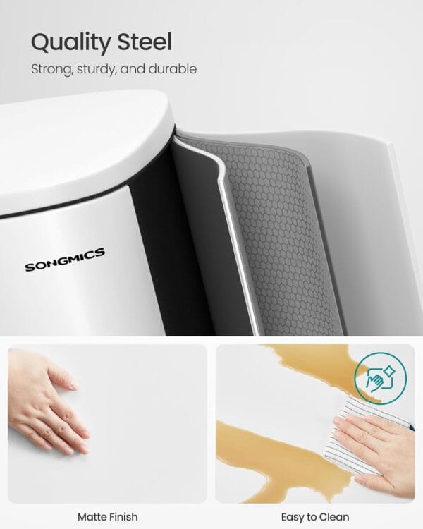 SONGMICS Kitchen Bin 13 Gallon (50 L) White