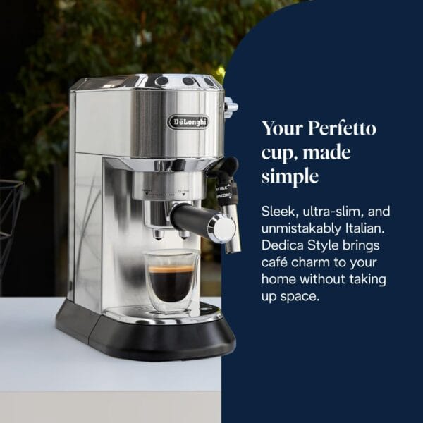 De'Longhi Dedica Style - Manual Espresso Machine Manual Milk Frother Metal [Energy Class B]