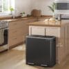71qat9iTq2L._SL1500_ SONGMICS Dual Rubbish Bin, Metal Recycling Bin with 15 Rubbish Bags