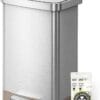 71vGcEeSHTL._AC_SL1500_ EKO Hudson Matte Stainless 50 Liter/13.2 Gallon Step Trash Can with Rear Trash Bag Storage Compartment