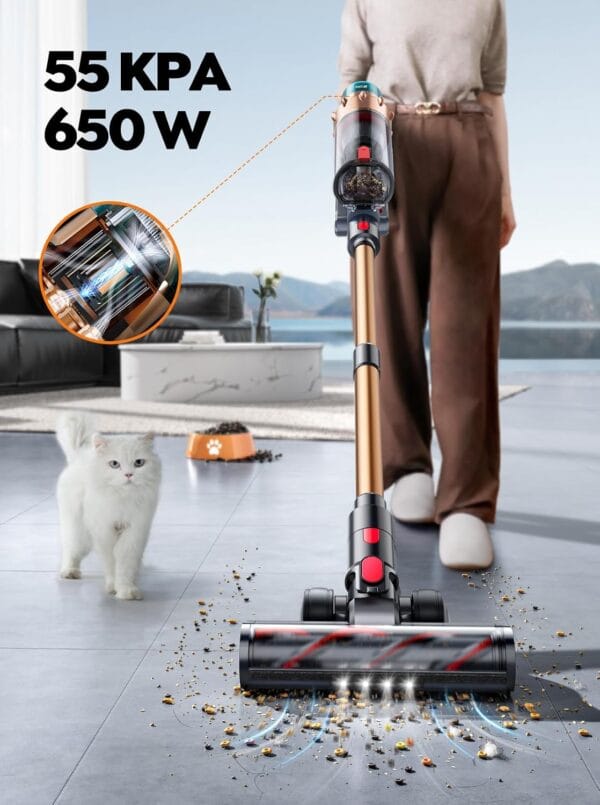 71xQXBCoWLL._AC_SL1500_ SMOTURE Cordless Vacuum Cleaner, 55KPa 650W Stick Cordless Vacuum