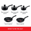 8 Tefal Essential Non-Stick 5-Piece Pan Set, Glass Lids, Black