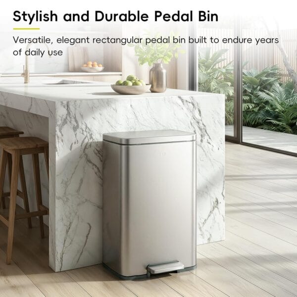 81G+70GvcQL._SL1500_ EKO Madison Brushed Stainless 50 Liter/13.2 Gallon Step Trash Can with Inner Liner