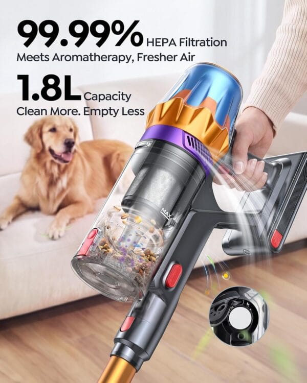 81d1oZmEQZL._AC_SL1500_ 80Mins Cordless Vacuum Cleaner, 650W 55Kpa Stick Vacuum Cleaner for Home