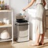 HOMCOM 50L Sensor Bin with Soft-Close Lid Automatic Kitchen Bin Silver Tone Electronic Touchless Motion Sensor