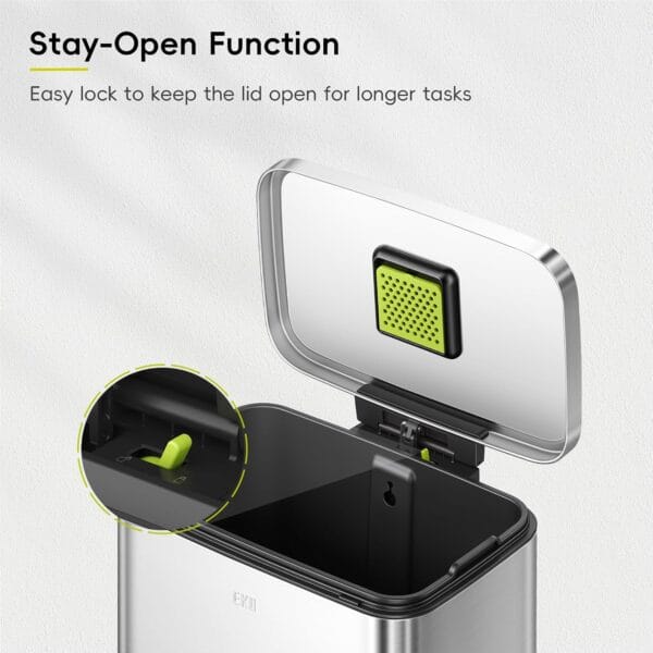 81ycDCYfy3L._SL1500_ EKO Madison Brushed Stainless 50 Liter/13.2 Gallon Step Trash Can with Inner Liner